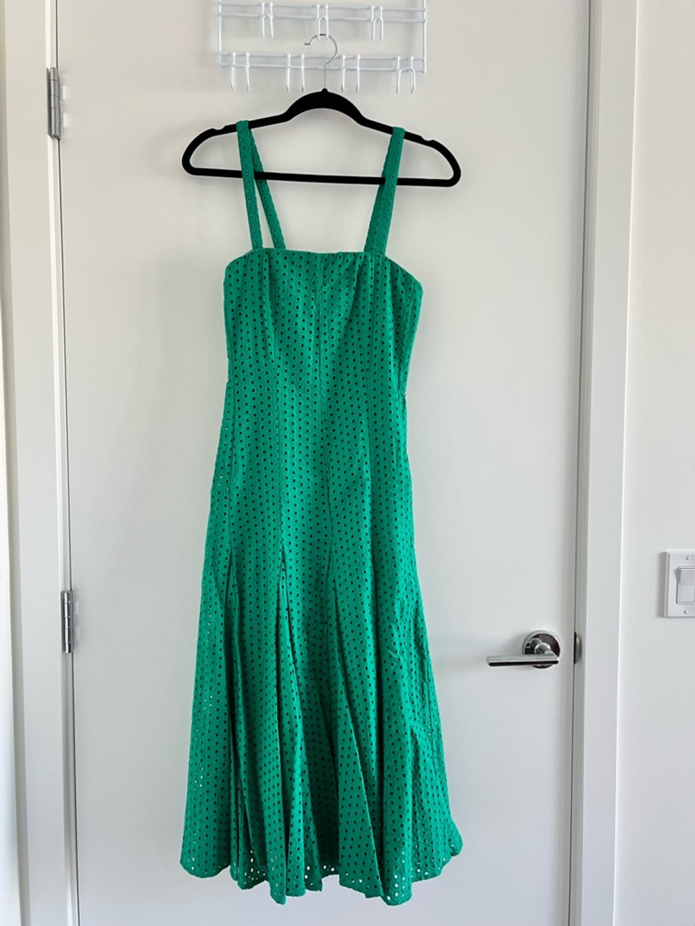 Anthropologie Emerald Green Eyelet Midi Dress - Picture 1 of 6